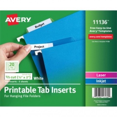 Avery Printable Tab Inserts for Hanging File Folders (11136)
