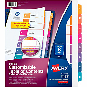 Avery Ready Index Extra-Wide Binder Dividers - Customizable Table of Contents (AVE11163)