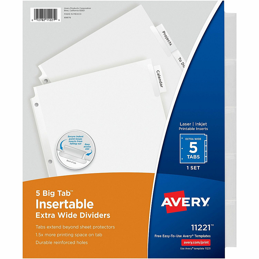 Avery Big Tab Extra-Wide Insertable Dividers (AVE11221)