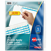 Avery Print & Apply Clear Label Dividers - Index Maker Easy Peel Printable Labels (AVE11421)