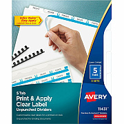 Avery Print & Apply Label Unpunched Dividers - Index Maker Easy Apply Label Strip (AVE11431)