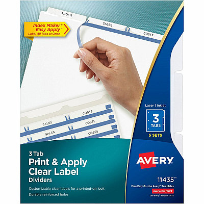 Avery Print & Apply Clear Label Dividers - Index Maker Easy Apply Label Strip (AVE11435)