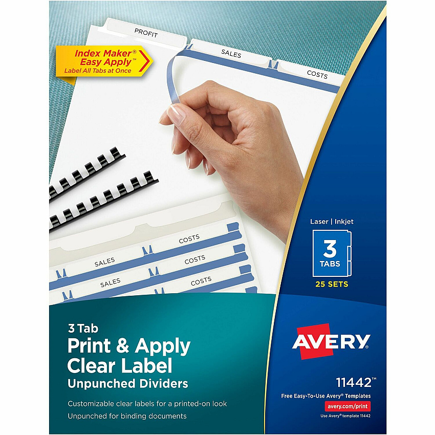 Avery Print & Apply Label Unpunched Dividers - Index Maker Easy Apply Label Strip (AVE11442)