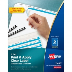 Avery Print & Apply Label Unpunched Dividers - Index Maker Easy Apply Label Strip (11443)