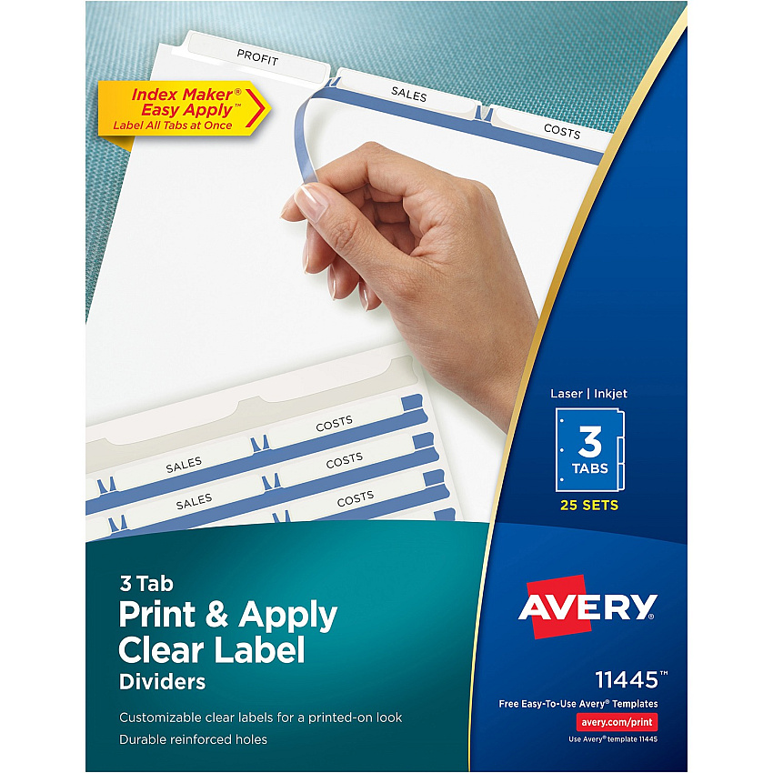 Avery Print & Apply Clear Label Dividers - Index Maker Easy Apply Label Strip (AVE11445)