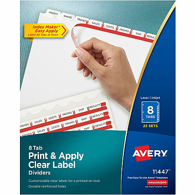 Avery Print & Apply Clear Label Dividers - Index Maker Easy Apply Label Strip (AVE11447)