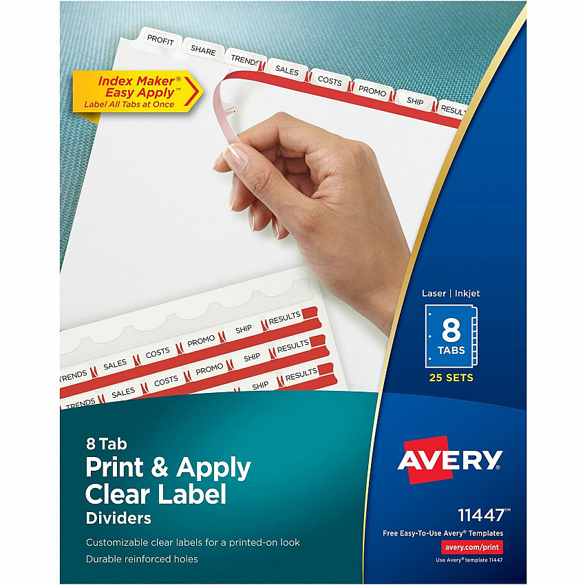 Avery Print & Apply Clear Label Dividers - Index Maker Easy Apply Label Strip (AVE11447)