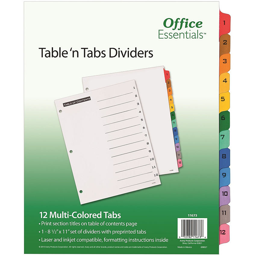 Avery Table 'N Tabs Numeric Dividers (AVE11673)