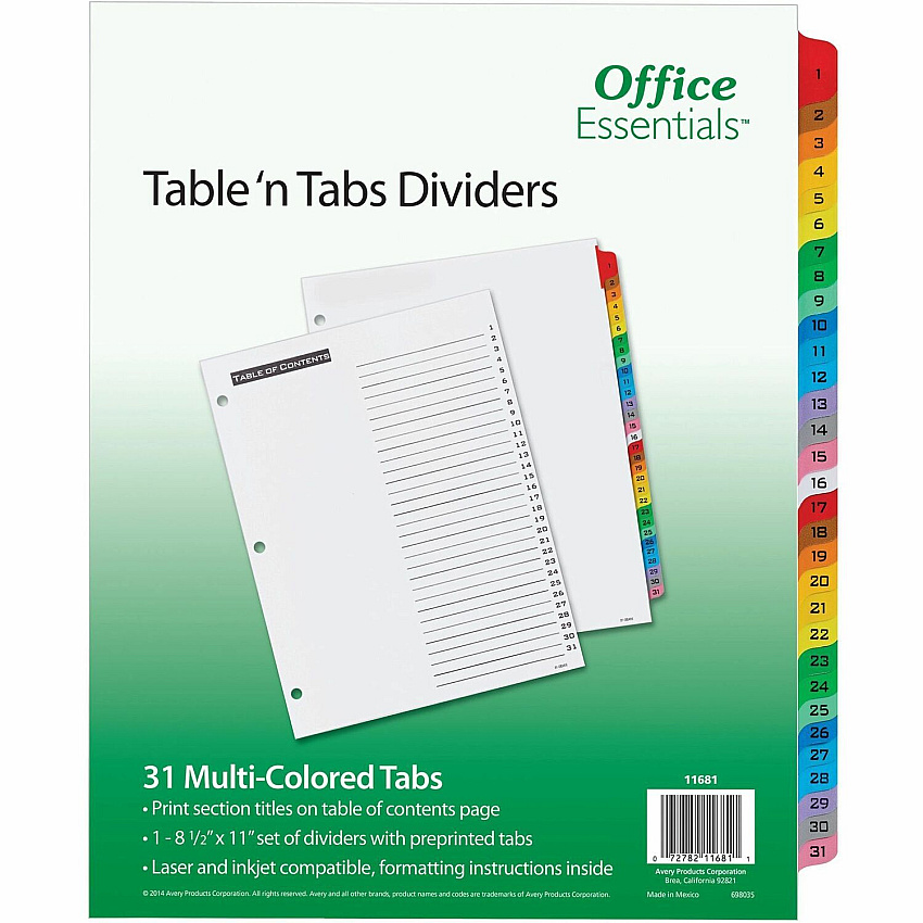 Avery Table 'N Tabs Daily Dividers (AVE11681)