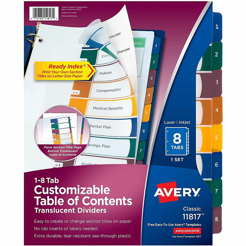 Avery Ready Index Customizable TOC Binder Dividers (AVE11817)