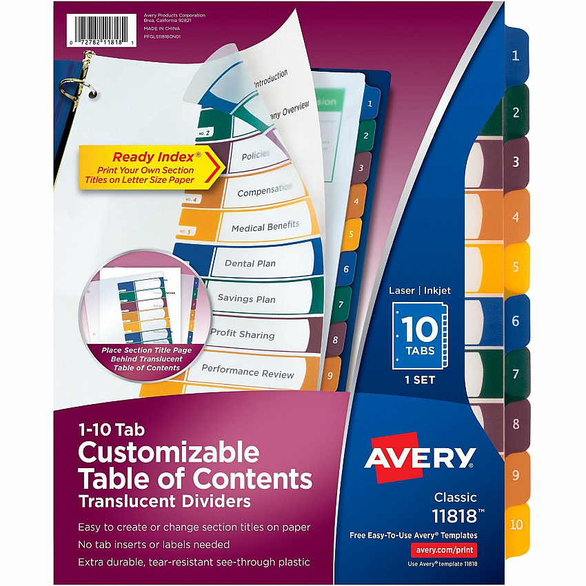 Avery Ready Index Customizable TOC Binder Dividers (AVE11818)