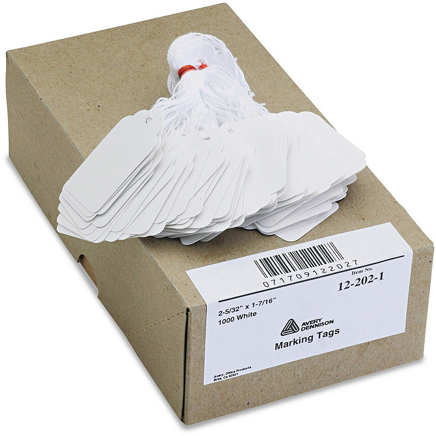 Avery AMarking Tags, Strung, 2-5/32" x 1-7/16" , 1,000 Tags (AVE12202)