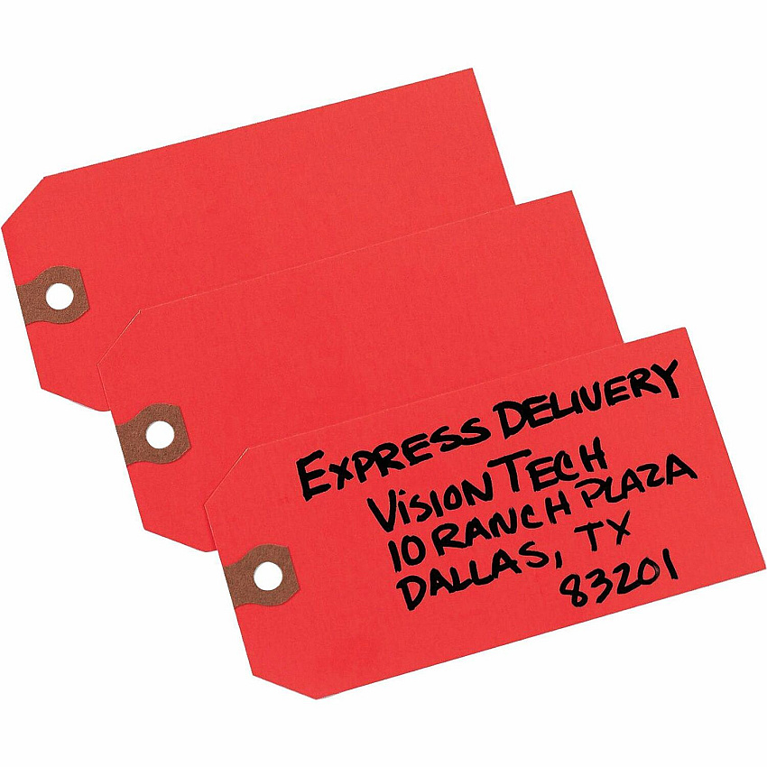 Avery Unstrung Shipping Tags, 11.5 pt. Stock, 4-3/4" x 2-3/8" , 1,000 Red Hang Tags (AVE12345)