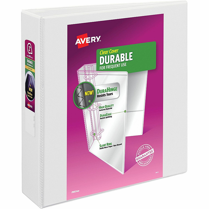 Avery Durable View Binder 2" , Slant D Rings, White (AVE17032)