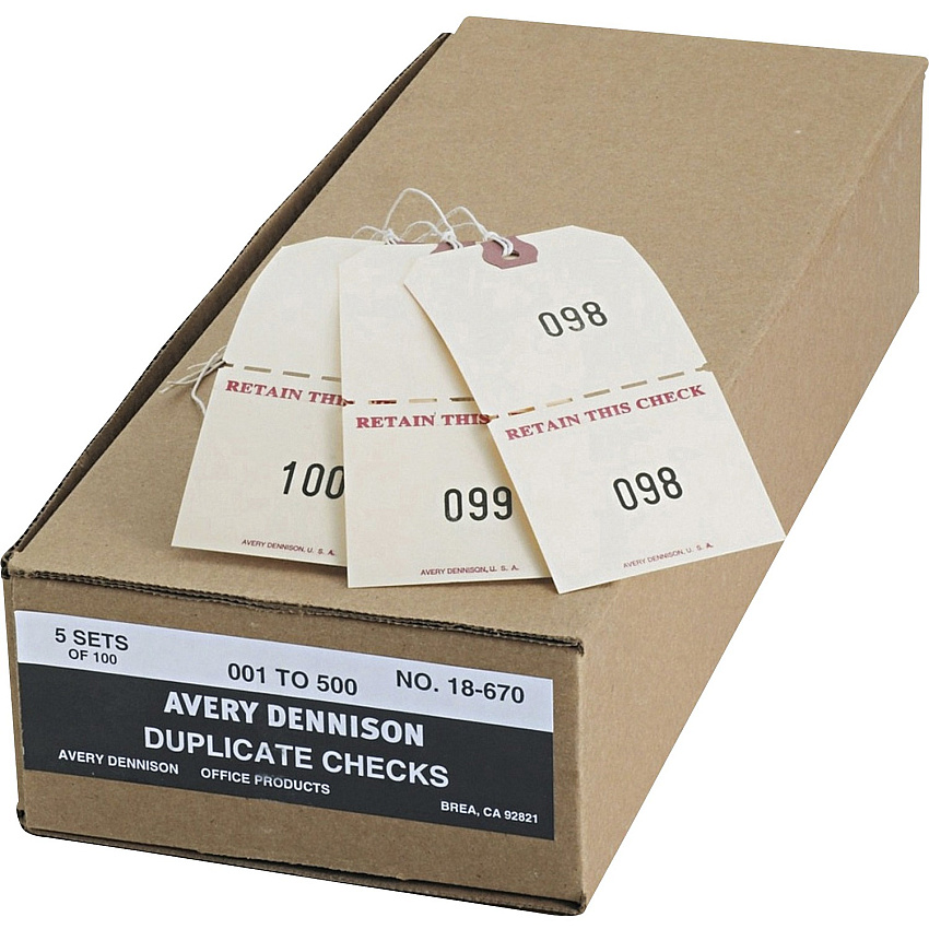 Avery Duplicate Auto Park Tags, Manila, Strung, 4-3/4" x 2-3/8" , 500 Tags (AVE18670)