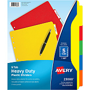 Avery Plastic Tab Dividers w/ White Labels (AVE23080)