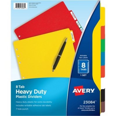 Avery Plastic Tab Dividers w/ White Labels (23084)