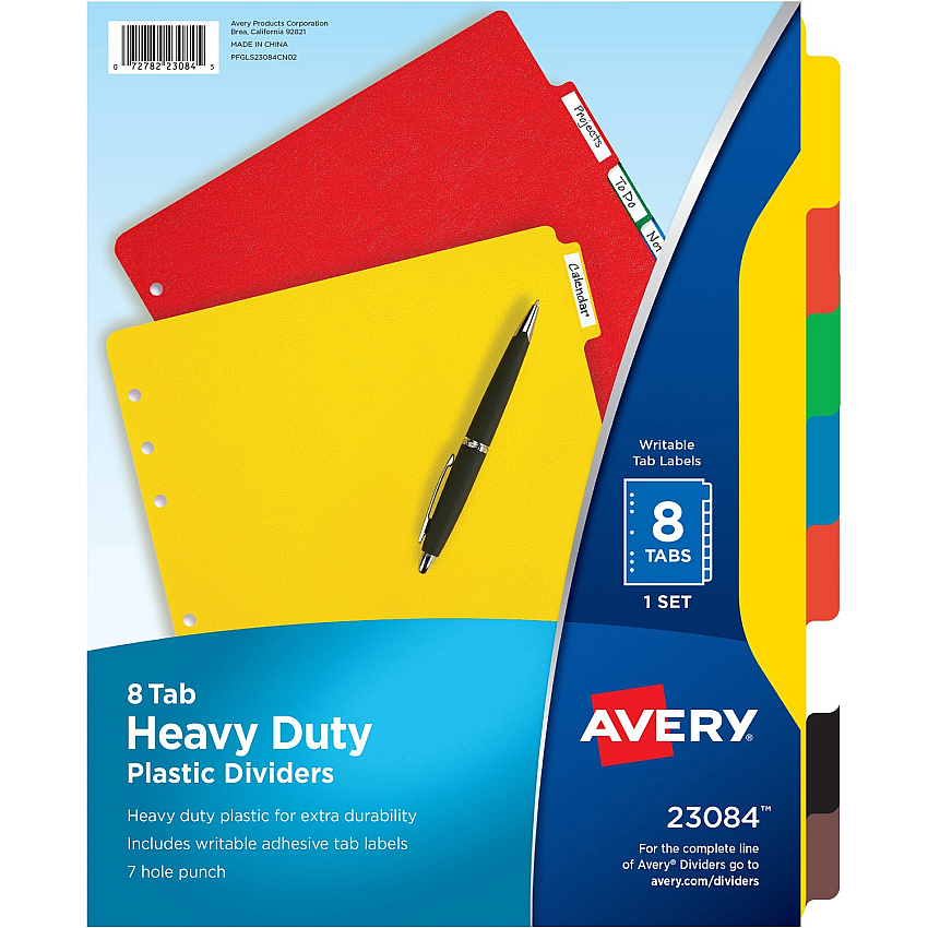 Avery Plastic Tab Dividers w/ White Labels (AVE23084)