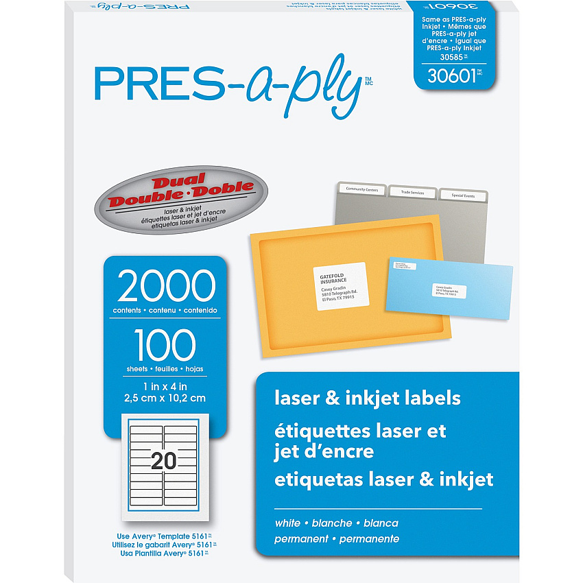 PRES-a-ply White Labels (AVE30601)