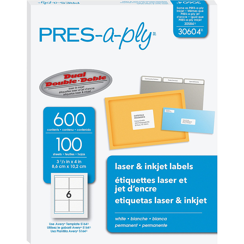 PRES-a-ply White Labels (AVE30604)