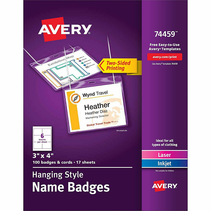 Avery Hanging-Style Name Badges (AVE74459)