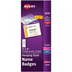 Avery Laser, Inkjet Badge Insert - White (74520)