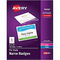 Avery Pin-Style Name Badges (AVE74540)