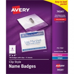 Avery Laser, Inkjet Badge Insert - White, Clear (74541)