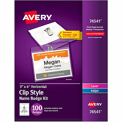 Avery Clip-Style Name Badges (AVE74541)