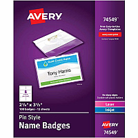 Avery Pin-Style Name Badges (AVE74549)