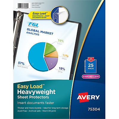 Top-load Poly Sheet Protectors, Heavy, Letter, Diamond Clear, 25/pack, 20/carton (AVE75304)