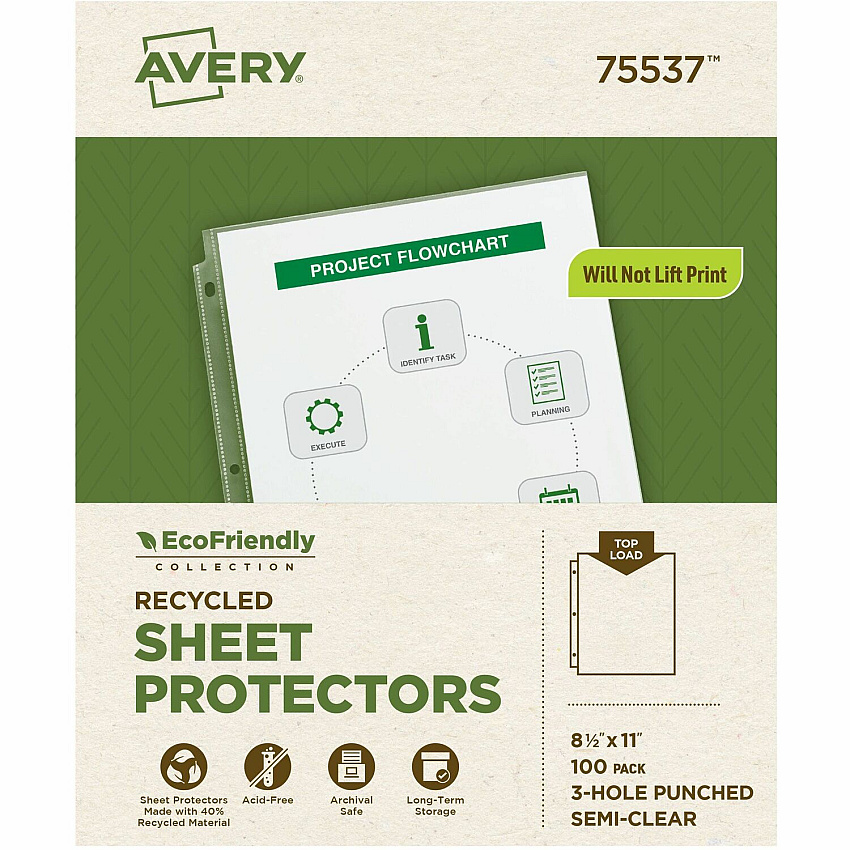 Avery EcoFriendly Economy Sheet Protectors, 100ct (AVE75537)