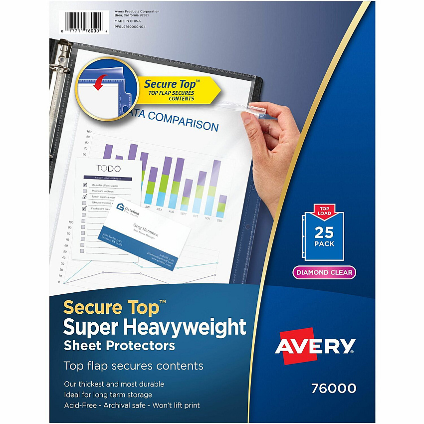 Avery Secure Top Sheet Protectors (AVE76000)