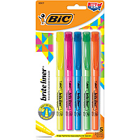BIC Brite Liner Highlighter, Assorted, 5 Pack (BICBLP51WASST)