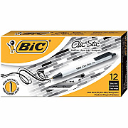 BIC Clic Stic Retractable Ballpoint Pens (BICCSM11BK)