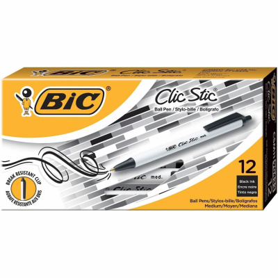 BIC Clic Stic Retractable Ballpoint Pens (CSM11BK)