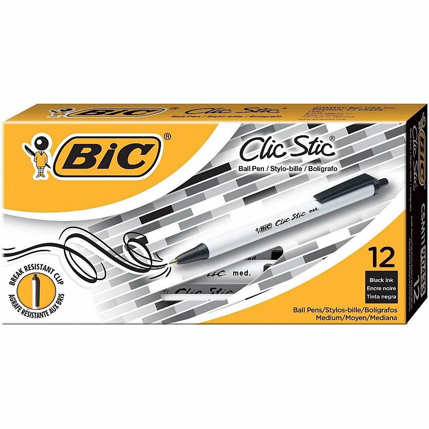 BIC Clic Stic Retractable Ballpoint Pens (BICCSM11BK)