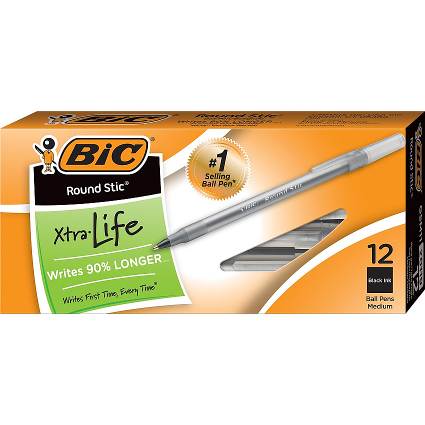 BIC Round Stic Ballpoint Pens (BICGSM11BK)