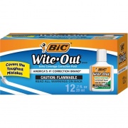 BIC Extra Coverage Correction Fluid, White, 12 Pack (WOFEC12WE)
