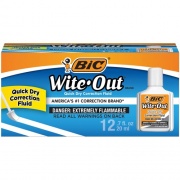 BIC Quick Dry Correction Fluid, White, 12 Pack (WOFQD12WE)