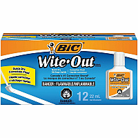 BIC Quick Dry Correction Fluid, White, 12 Pack (BICWOFQD12WE)