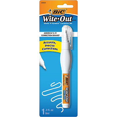 BIC Shake 'n Squeeze Correction Pen, White, 1 Pack (BICWOSQPP11)