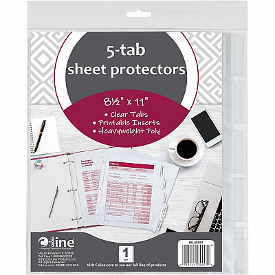 C-Line Heavyweight Poly Sheet Protectors with Index Tabs (CLI05557)