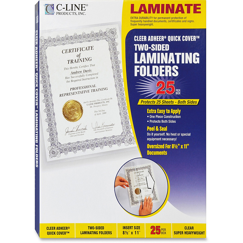 C-Line Super Heavyweight Cleer Adheer Quick Cover Laminating Pockets (CLI65187)