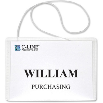 C-Line Hanging Style Name Badge Kit with White Elastic Cord (96043)