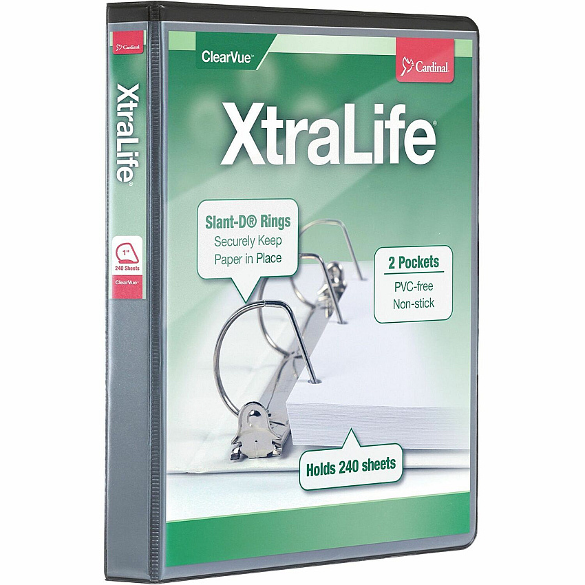 Cardinal Xtralife ClearVue Locking Slant-D Binders (CRD26301)
