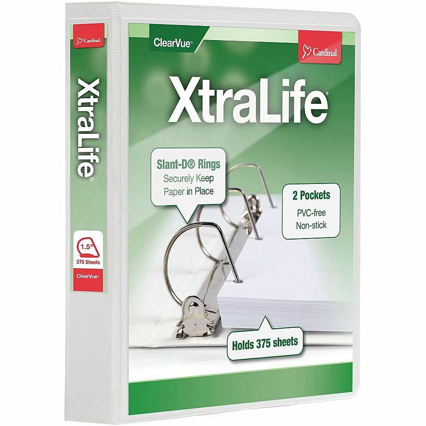 Cardinal Xtralife ClearVue Locking Slant-D Binders (CRD26310)