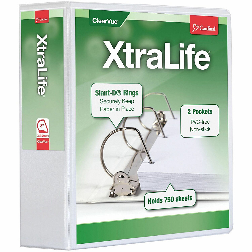 Cardinal Xtralife ClearVue Locking Slant-D Binders (CRD26330)