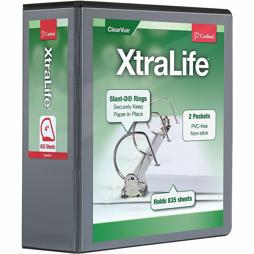 Cardinal Xtralife ClearVue Locking Slant-D Binders (CRD26341)