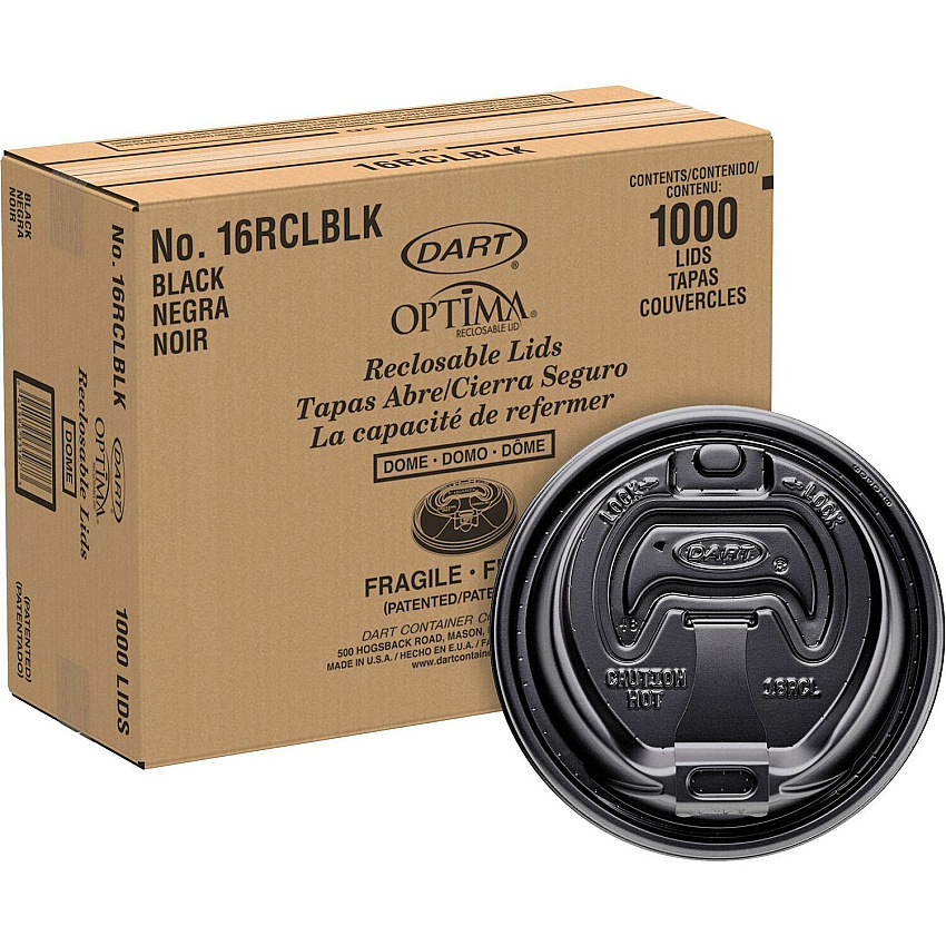 Dart Black Plastic Reclosable Lids (DCC16RCLBLK)
